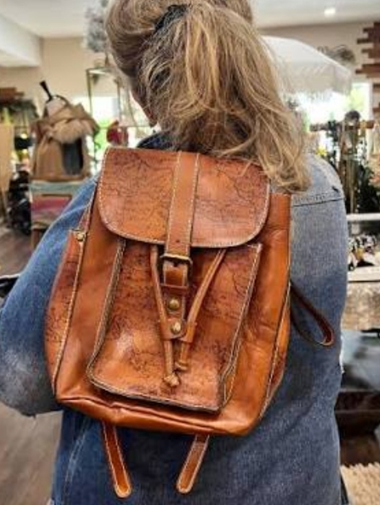 Patricia Nash leather Aberdeen Map Embossed collection backpack